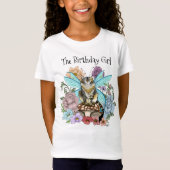 幻想的なパステルタビー妖精猫の花の夢 Tシャツ (正面)