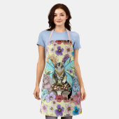 幻想的なパステルタビー妖精猫の花の幻想 エプロン (着用した状態)