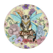幻想的なパステルタビー妖精猫の花の幻想 カッティングボード (正面)