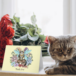 幻想的なパステルタビー妖精猫の花の幻想 サンキューカード