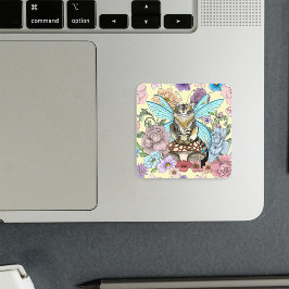 幻想的なパステルタビー妖精猫の花の幻想 スクエアシール