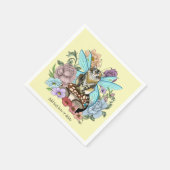 幻想的なパステルタビー妖精猫の花の幻想 スタンダードカクテルナプキン (角)