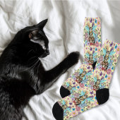 幻想的なパステルタビー妖精猫の花の幻想 ソックス