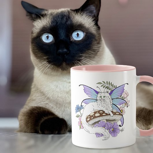 幻想的なパステルタビー妖精猫の花の幻想 マグカップ