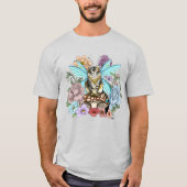 幻想的なパステルタビー妖精猫の花の幻想 Tシャツ (正面)