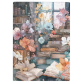 幻想的なパステル図書館の花の幻想のクリップボード クリップボード (裏面)