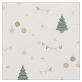 幻想的なパステル水彩クリスマスツリーの festive ファブリック (クローズアップ)