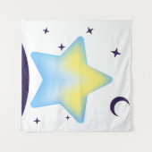 幻想的なパステル調の星と月の保育園 タペストリー (正面(横))