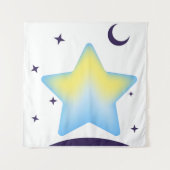 幻想的なパステル調の星と月の保育園 タペストリー (正面)