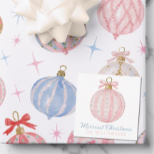 幻想的なパステル クリスマス ピンク リボン オーナメント