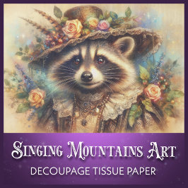 幻想的なビクトリア調アライグマのデコパージュ 薄葉紙