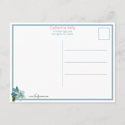 幻想的なビンテージのイースターバニーと巨大な卵 ポストカード (裏面)