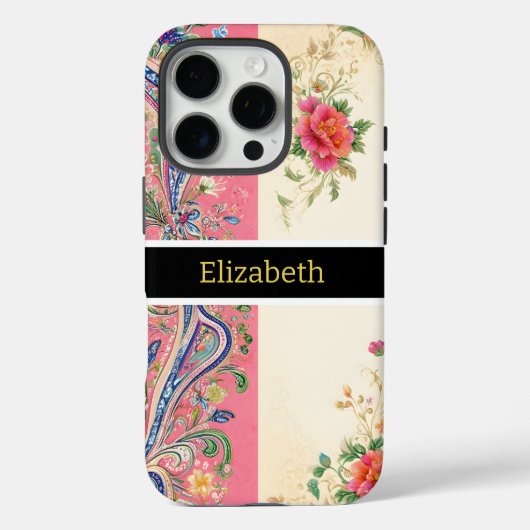 幻想的なピンクとパステルペイズリーの花 Case-Mate iPhoneケース (裏面)