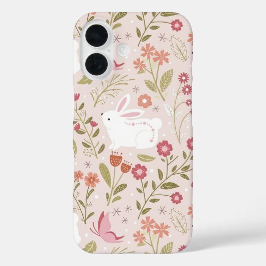幻想的なピンクのウサギと花畑 Case-Mate iPhoneケース (裏面)