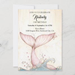 幻想的なピンクのクジラの尾 招待状