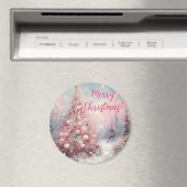幻想的なピンクのクリスマスツリー オーダーメイド マグネット (インサイチュ (食洗機))