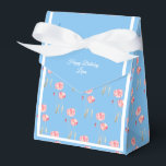 幻想的なピンクのチューリップ 青い誕生日プレゼント フェイバーボックス<br><div class="desc">幻想的な白いリボン ピンクのチューリップ 青い誕生日のパーティーギフトボックス/プレゼントボックス。子供のテーマパーティーの誕生日に最適。</div>