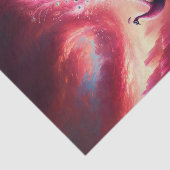 幻想的なピンクの世界に佇むピンクの孔雀 薄葉紙 (詳細)
