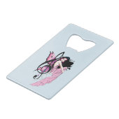 幻想的なピンクの妖精の青いファンタジー音楽ノート クレジットカード栓抜き (正面アングル)