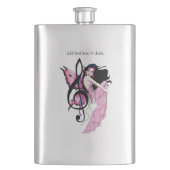 幻想的なピンクの妖精の青いファンタジー音楽ノート フラスク (正面)