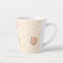 幻想的なピンクの本と星 カフェラテマグ