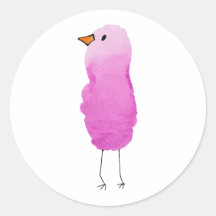 幻想的なピンクの水彩鳥ステッカー