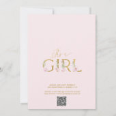 幻想的なピンクの芍薬 おんなの子ベビーシャワー 招待状 (裏面)