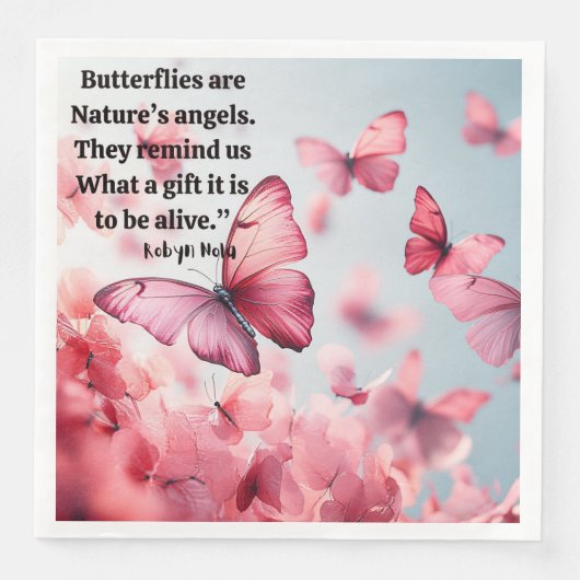 幻想的なピンクの蝶のナプキン (正面)