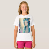 幻想的なファンタジーアート | 美しい青い妖精 Tシャツ (正面フル)