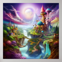 幻想的なファンタジーカラフルな魔法の夢のある世界  ポスター