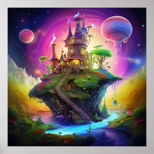 幻想的なファンタジーカラフルな魔法の夢のある世界 ポスター (正面)