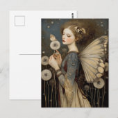 幻想的なファンタジーフェアリーとダンディライオンの魔法の芸術 ポストカード (正面/裏面)