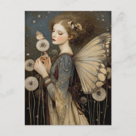 幻想的なファンタジーフェアリーとダンディライオンの魔法の芸術 ポストカード