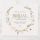 幻想的なフェアリーテイルガーデン＆ボウズのブライダルシャワー スパークリングワインラベル (シングルラベル)