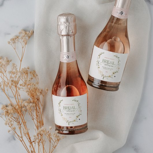 幻想的なフェアリーテイルガーデン＆ボウズのブライダルシャワー スパークリングワインラベル