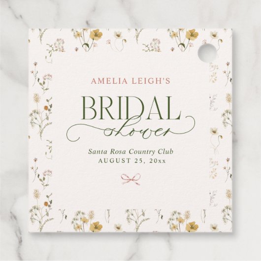 幻想的なフェアリーテイルガーデン＆ボウズのブライダルシャワー フェイバータグ (裏面)