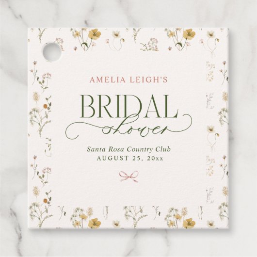 幻想的なフェアリーテイルガーデン&ボウズのブライダルシャワー フェイバータグ (正面)