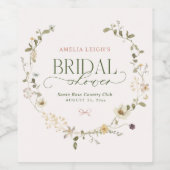 幻想的なフェアリーテイルガーデン&リボンのブライダルシャワー ワインラベル (シングルラベル)