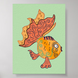 幻想的なフォルクアートの金魚 | ボヘミアン スワール ファンタジー ポスター