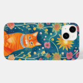 幻想的なフォークアートのキジトラ猫 Case-Mate iPhoneケース (裏面 (横))