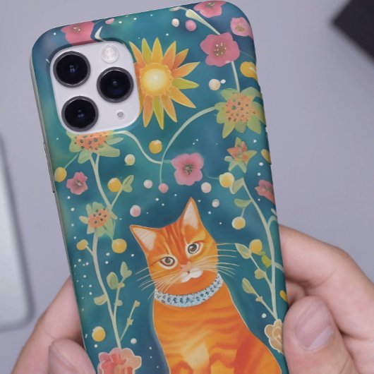幻想的なフォークアートのキジトラ猫 Case-Mate iPhoneケース