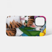幻想的なフォークアートの猫、子猫と花 iPhoneケース (裏面横)