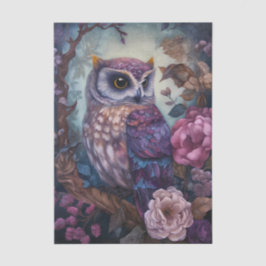 幻想的なフクロウの花柄 薄葉紙