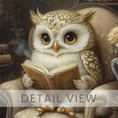 幻想的なフクロウの読書好きアート キャンバスプリント