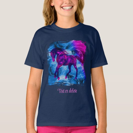 幻想的なフラクタル模様の馬アート パーソナライズデザイン Tシャツ (正面)