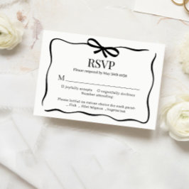 幻想的なブラックボウタイの結婚式メニュー選択RSVP 出欠カード
