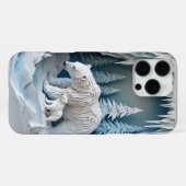 幻想的なホッキョクグマの冬の物語 ✨ 雪のペーパーアート iPhoneケース (裏面横)