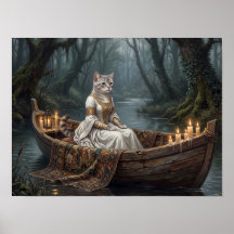 幻想的なボートの猫