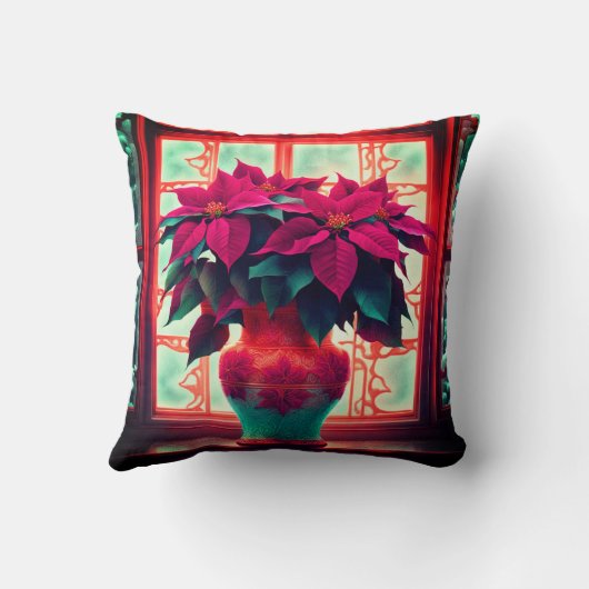 幻想的なポインセチア クッション (裏面)
