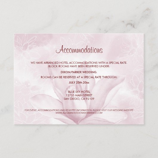 幻想的なマグノリアの花、ウェディング会場 エンクロージャーカード (正面)